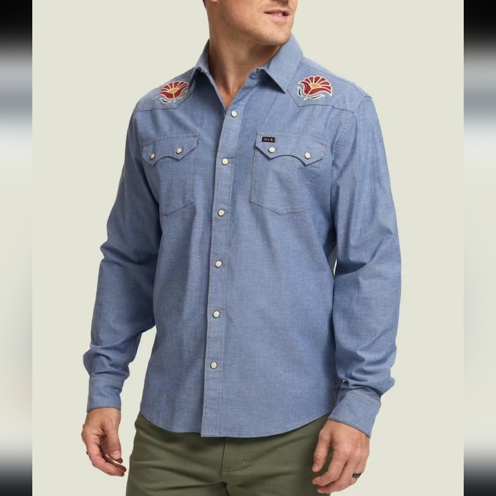 Howler Brothers Crosscut Deluxe Western Pearl Snap Embroidered Shirt - Picture 3 of 16